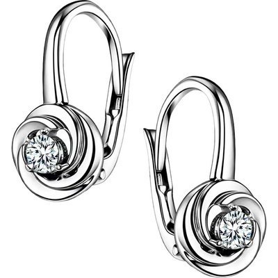 Zlaton Náušnice bílé zlato s kamenem visací 1.40cm 2.70g s diamantem 0.050ct 000630712205