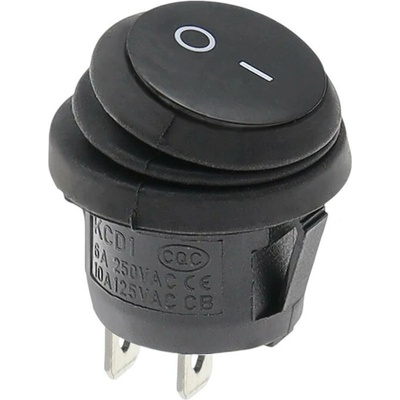 Kolískový vypínač okrúhly KCD1, ON-OFF, IP65, 250V/6A