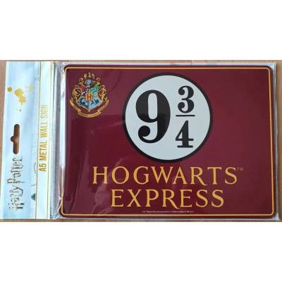CurePink: | Plechová dekorativní cedule na zeď Harry Potter: Nástupiště 9 3/4 (A5 14,8 x 21 cm) [SSA5HP05]