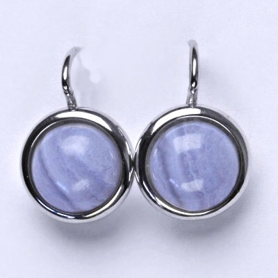 Čištín Stříbrné náušnice, přírodní kámen chalcedon - NK 1452