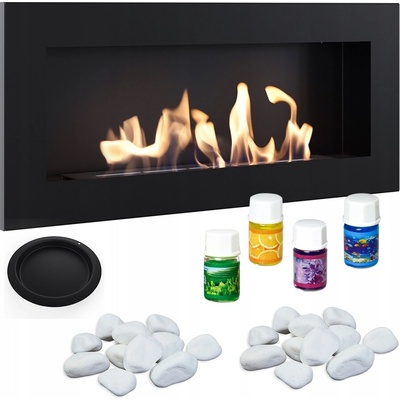 Kratki ZÁVĚSNÝ BIOKOTEL 900X400 DELTA SLIM DLOUHÝ HOŘÁK OHEŇ SET MIX