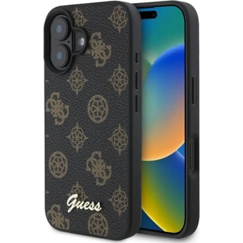 GUESS Калъф Guess Peony Script MagSafe за iPhone 16 - черен (3666339342326)