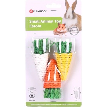 FLAMINGO Toy Karota Carrot Mix - забавна играчка за зайци и гризачи, МИНИ МОРКОВИ ЗА ГРИЗАЧИ, 3, 5 х 9 см - Белгия - 201505