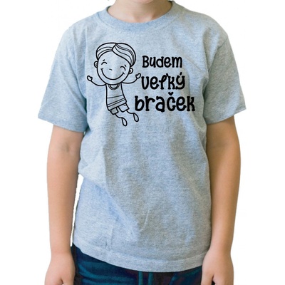 Fajntričko Kids detské tričko Budem veľký braček sivá