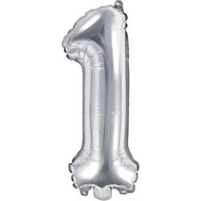 Party Deco Фолиев Балон Цифра, Сребърно - 35см - 1 (fb10m-1-018)