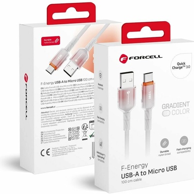 Forcell C351 USB A to Micro USB Qc3.0 2,4A 18W Gradient 1m bílý