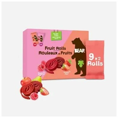 Bear Fruit Rolls jahoda a malina ovocné rolované plátky 180 g