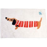 Rex London Червено-бяла постелка за баня 83x52, 5 cm Sausage Dog - Rex London (29984)