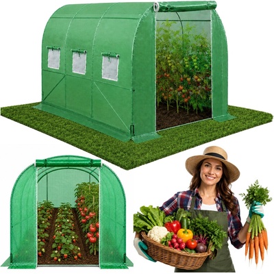 LEAN TOYS Záhradný fóliový skleník 3,5x2x2m 7m2 zelený
