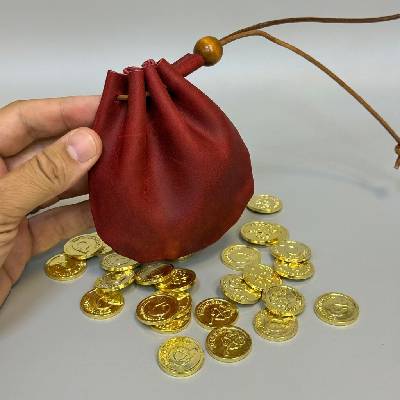 Červený kožený pytlík na mince Zlato v pytli Tvujoriginal
