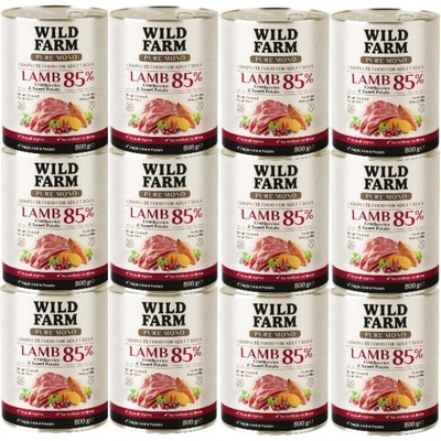 Wild Farm Pure Mono Jahňacie mäso brusnice a sladké zemiaky 12 x 800 g