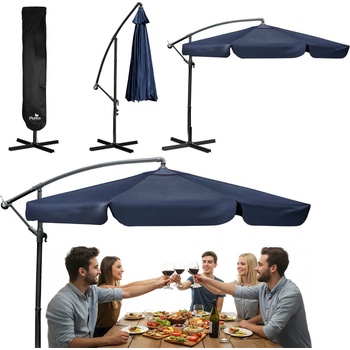 Plonos Сгъваем градински чадър 6 части, диаметър 350 см - тъмно син (488002)