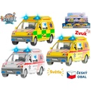 Kids Globe Traffic ambulance CZ kov 14cm zpětný chod na baterie se světlem a zvukem