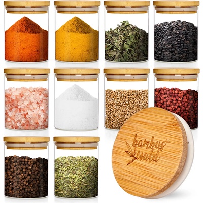 Klarstein Кръгли бурканчета, бамбуков капак, 10 броя, всяко по 150 мл, херметично затваряне (BW-10219-001) (BW-10219-001)