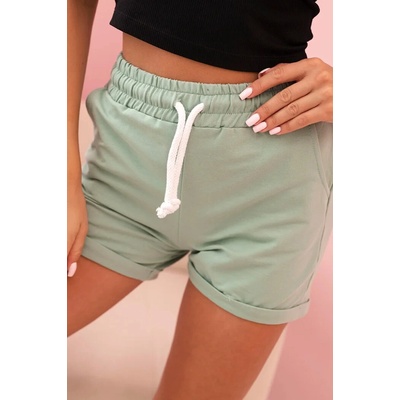Kesi dámské bavlněné šortky s gumou a zavazováním v pase zelená
