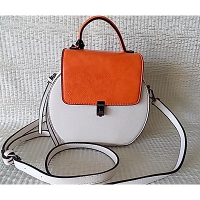 Malá crossbody kabelka béžová -oranž