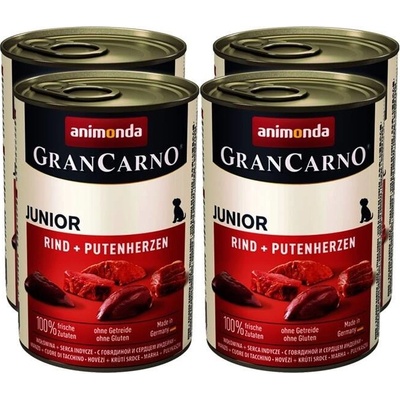 Animonda Gran Carno Original Junior hovězí a krůtí srdce 4 x 400 g