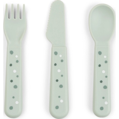 Detské príbory Foodie Happy Dots zelené 3 ks