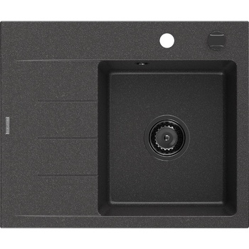 Mexen Ben гранитна мивка с 1 отделение с отцедник, дясна 600 x 500 мм, черна на (6523605000-76-B)