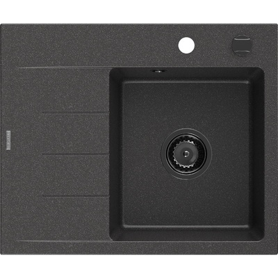 Mexen Ben гранитна мивка с 1 отделение с отцедник, дясна 600 x 500 мм, черна на (6523605000-76-B)