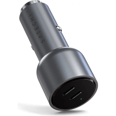 Dual USB-C PD Car Charger 40W - зарядно за кола с 2xUSB-C изхода и технология за бързо зареждане (тъмносив)
