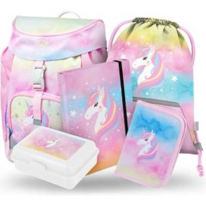 Baagl комплект 5 Airy Rainbow Unicorn: раница, несесер, торбичка, портмоне, папки