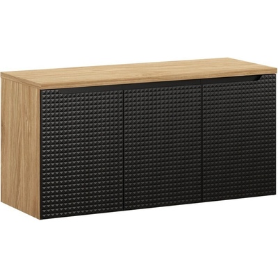 Comad Závěsná skříňka pod umyvadlo Luxor Black I s deskou 120 cm černá/dub olejovaný