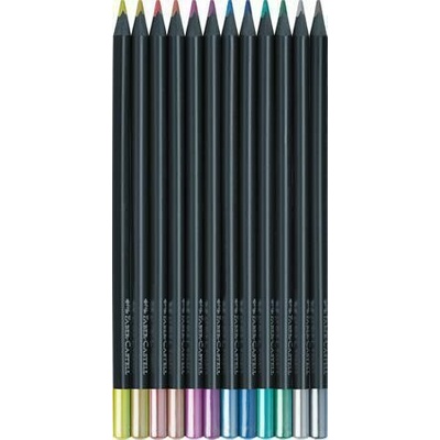 Faber Castell Black Edition barevné pastelky 12 metalických barev trojhranné 116415 TFC116415