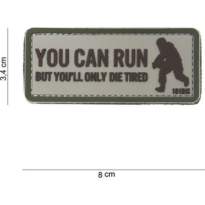 Gumová nášivka 101 Inc nápis You Can Run - béžová