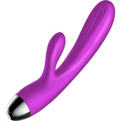 BoT Vibrátor silikonový vibrátor a pulzátor Fialový USB 7 + 7 funkcí
