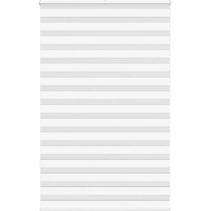 vidaXL Зеброва щора бял 145x200 см Ширина на плата 140, 9 см полиестер (4014790)