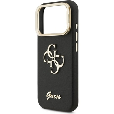 CG Mobile iPhone 17 Pro GUESS GRAINED BIG 4G & STAND CAMERA силиконов протектор за телефон пластмасов заден капак, стойка, BLACK GUHCP17LPCS4GSK (GUHCP17LPCS4GSK)