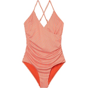 DEDICATED Дамски бански костюм DEDICATED Women's Wrap Swimsuit Klinte Swimsuit - Thin Stripe Grenadine Red - размер XS (150-1515-1211)