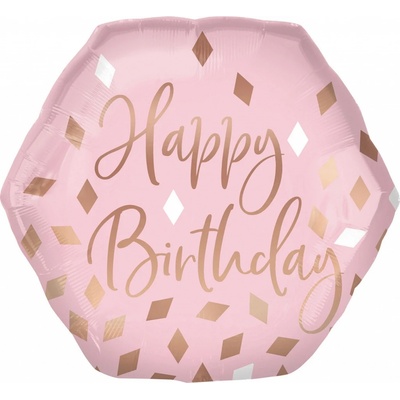 Amscan Fóliový balónekRose Gold Birthday-hexagon 58 cm