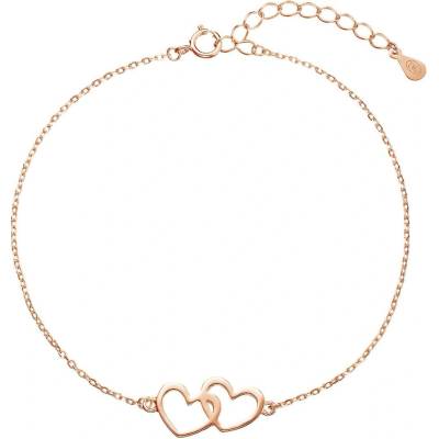 Pavona Pozlacený stříbrný Rose Gold náramek dvě srdíčka 63009 rose