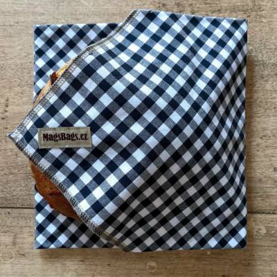 Chlebousek - modročerný-bílý kostičkatý Magsbags.cz