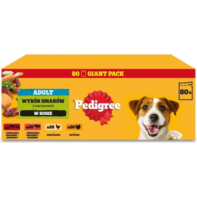 Pedigree Adult výber chutí v omáčke vrecúško 80 x 100 g