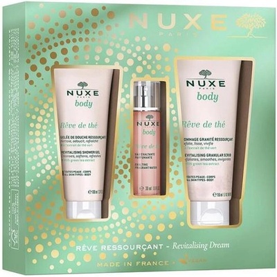 NUXE Revitalising Dream Sprchový gel Reve de Thé 200 ml, tělový peeling 150 ml a tělová voda Reve De Thé 30 ml