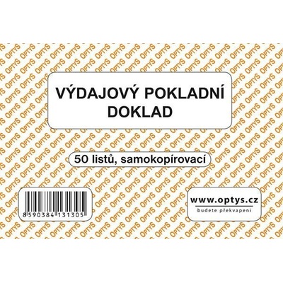 Optys 1313 VPD I. Výdajový pokladní doklad jednoduchý A6, samopropis, 50l