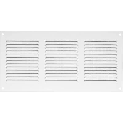 Ventishop KVMb 300x150 kovová hranatá větrací mřížka se síťkou, bílá