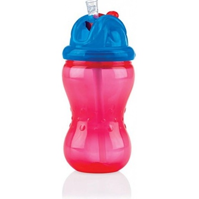 Nuby hrneček netekoucí s měkkým sklápěcím brčkem a regulovatelným průtokem červeno modrá 360 ml