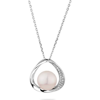 Image 1 of Swan Сребърно колие със сладководна бяла перла и цирконий LA924NW Swan