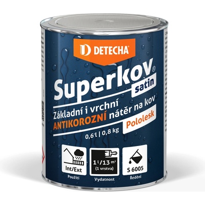 DETECHA Superkov satin - vysokoodolný antikorózny syntetický náter RAL 7032 - štrková šedá 0,8 kg