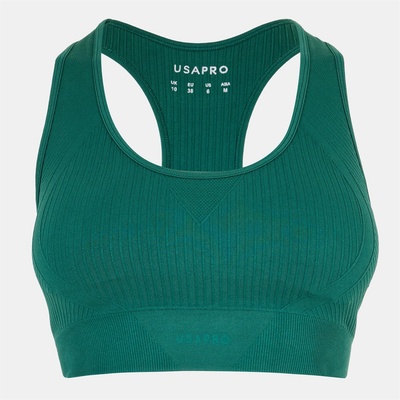 USA Pro UP Seamless Crop Sports Bra - Forest Green