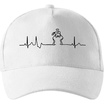 EKG zamilovaný pár so zahnutým šiltom a látkovou sponou Biela