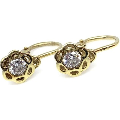 Jan Kos jewellery zlaté náušnice s bílým kamenem 31502576
