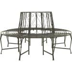 vidaXL Градинска пейка за около дърво, 160 см, стомана (313033)