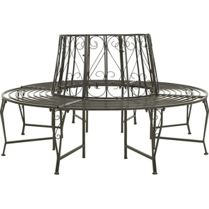 vidaXL Градинска пейка за около дърво, 160 см, стомана (313033)
