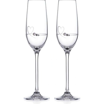 Diamante poháre na Šampanské so Swarovski kryštálmi Petit Heart 2 x 150 ml