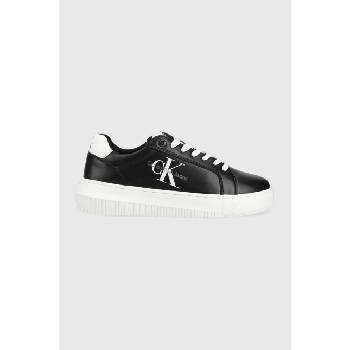 Calvin Klein Jeans Кожени маратонки Calvin Klein Jeans YW0YW00823 CHUNKY CUPSOLE MONOLOGO W MONO LTH WN в черно YW0YW00823 (YW0YW00823)